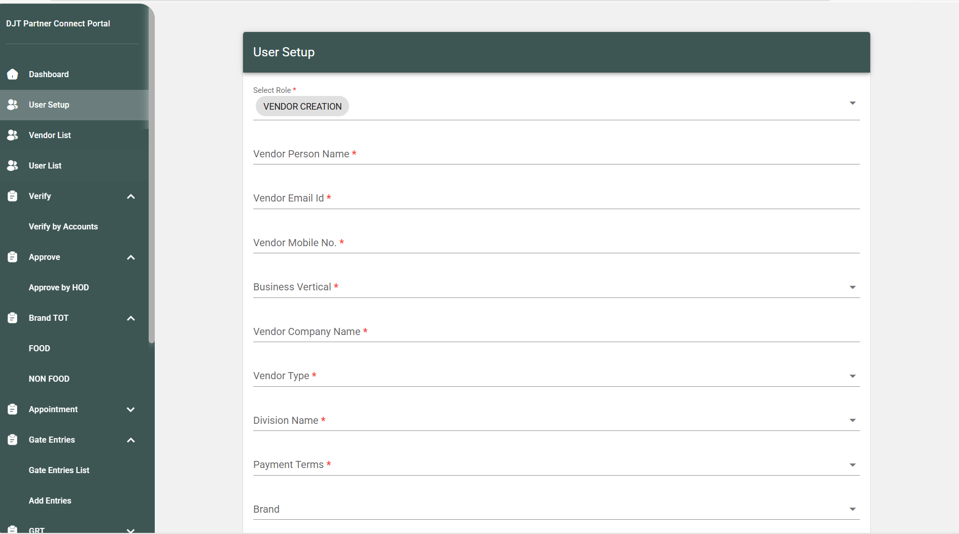 Vendor Connect - Dashboard